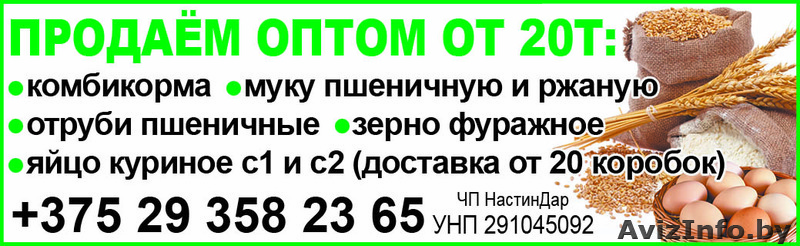 Продаём оптом от 20 тонн! Комбикорма Муку пшеничную и ржаную - Изображение #1, Объявление #1533750